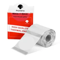 رول لیبل حرارتی شفاف/شیشه‌ای دایره سایز 40×40 مناسب فومیمو Phomemo