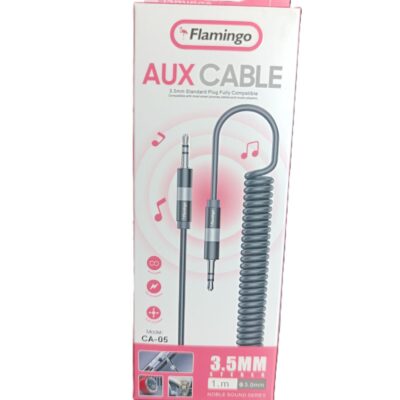 کابل AUX فنری برند فلامینگو (Flamingo) طول 1.2 متر