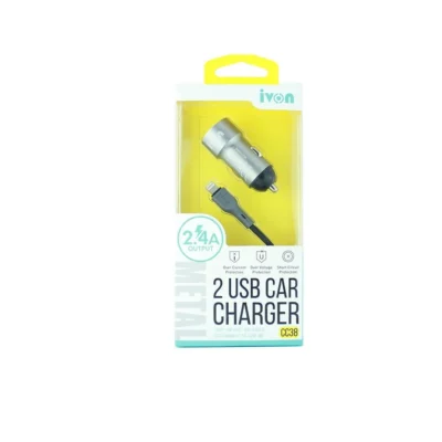 فندکی اتومبیل تایپ سی فست دو‌ پورت IVON CC38