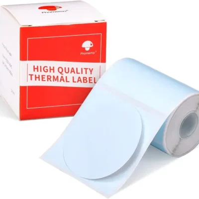 رول لیبل حرارتی شفاف/شیشه‌ای دایره سایز 40×40 مناسب فومیمو Phomemo