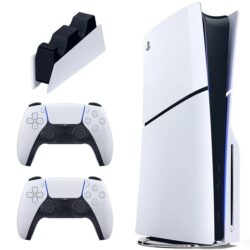 کنسول بازی سونی PS5 Slim استاندارد به همراه یک دسته اضافه + پایه شارژر  PlayStation 5 Slim Drive